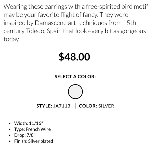 BRIGHTON Moonlight Garden French Wire Earrings • Silver Black Bird Round JA7113 - Picture 6 of 8